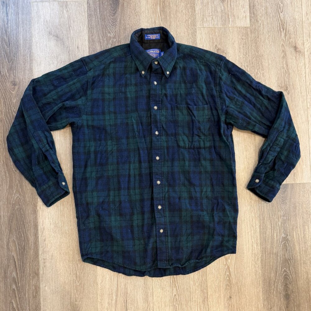 Pendleton Wool Tartan Flannel Button-up Shirt Gre… - image 1